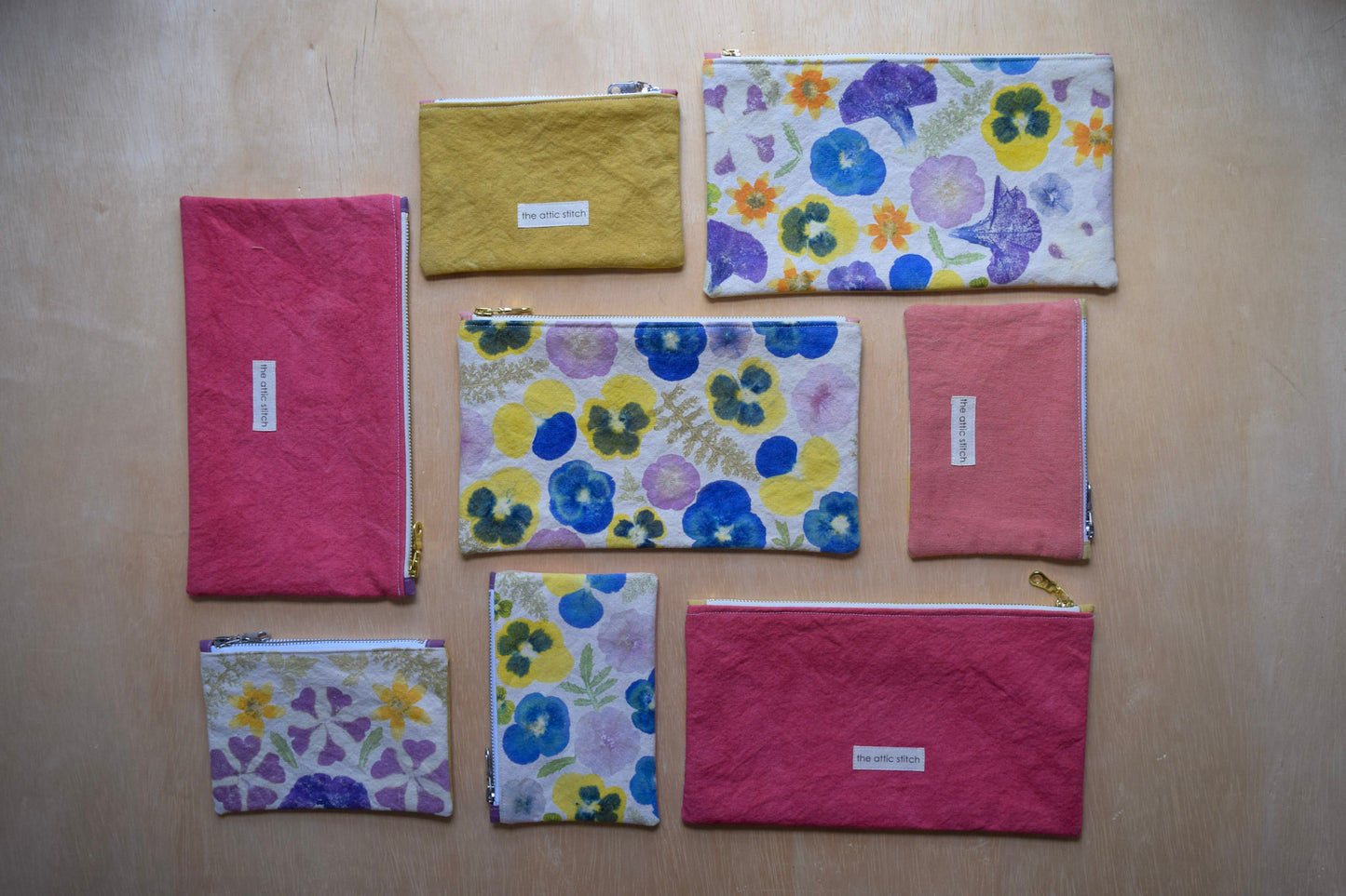 Spring Blossom IV | Eco-printed Canvas Zipper Bag, Small