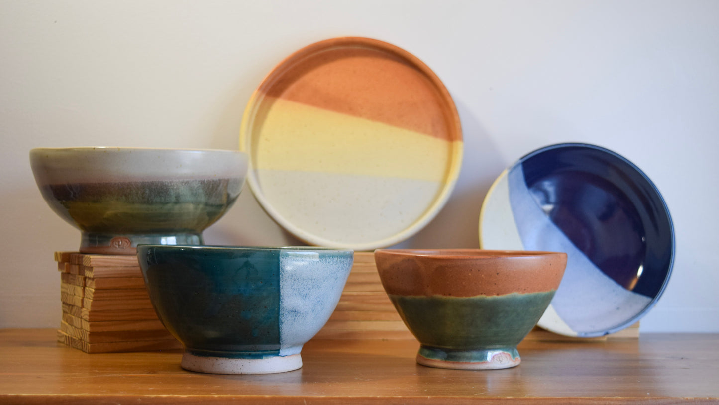 Ceramic Bowl | Nouveau Green and White