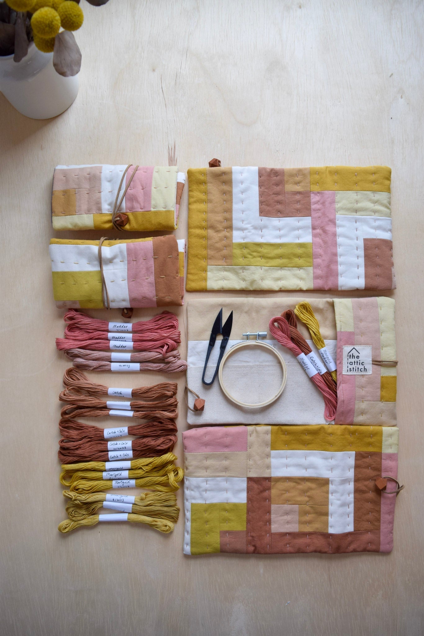 Natural dyed, Patchwork Sewing Pouch - III