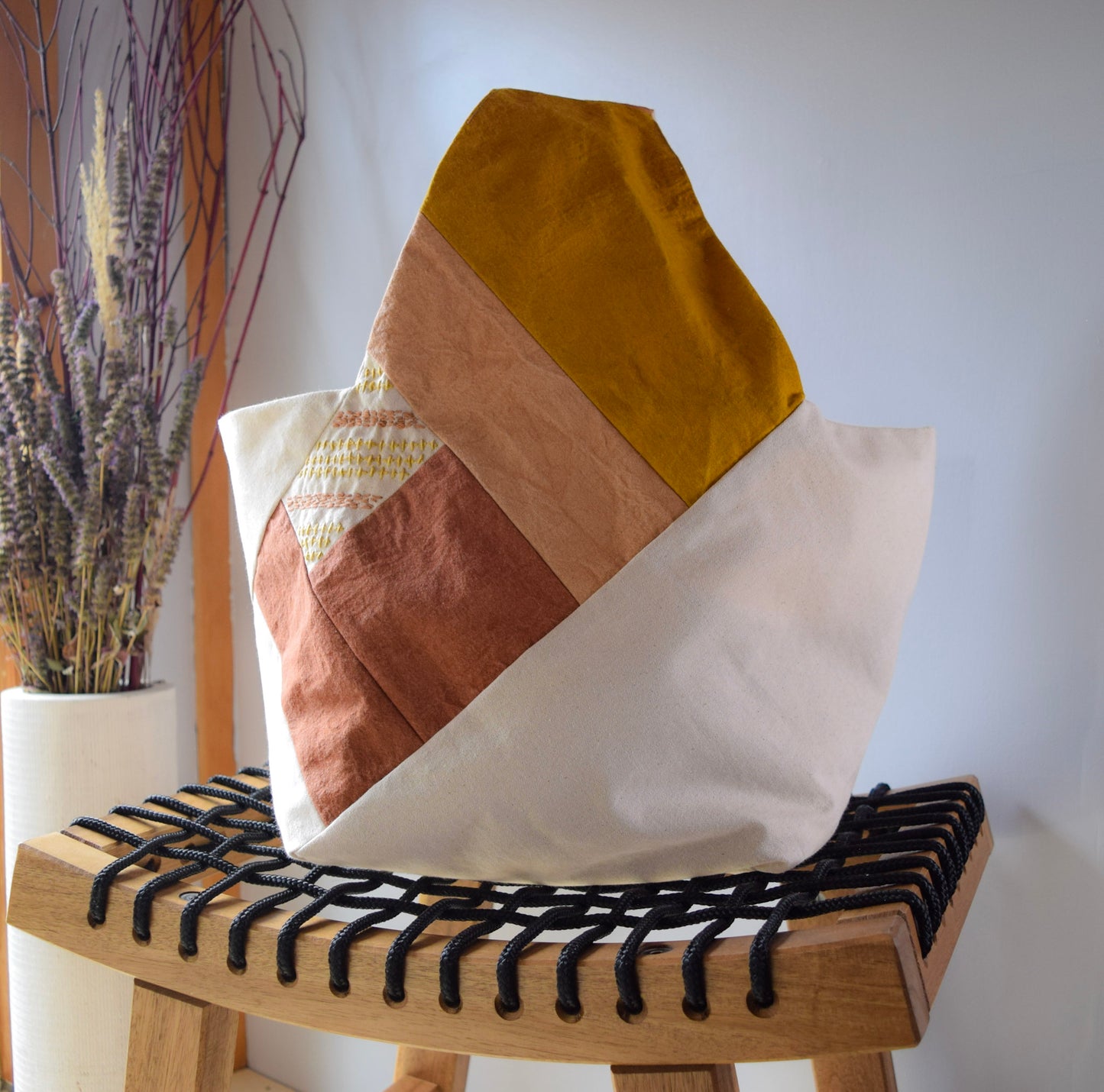 Botanical-dyed Azuma bag large - sunset