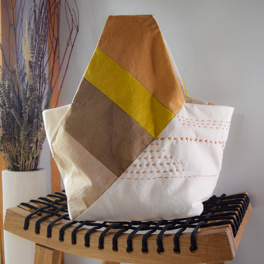 Botanical-dyed Azuma bag large - marigold yellow