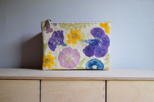 Spring Blossom I | Eco-printed Canvas Zipper Bag, Small