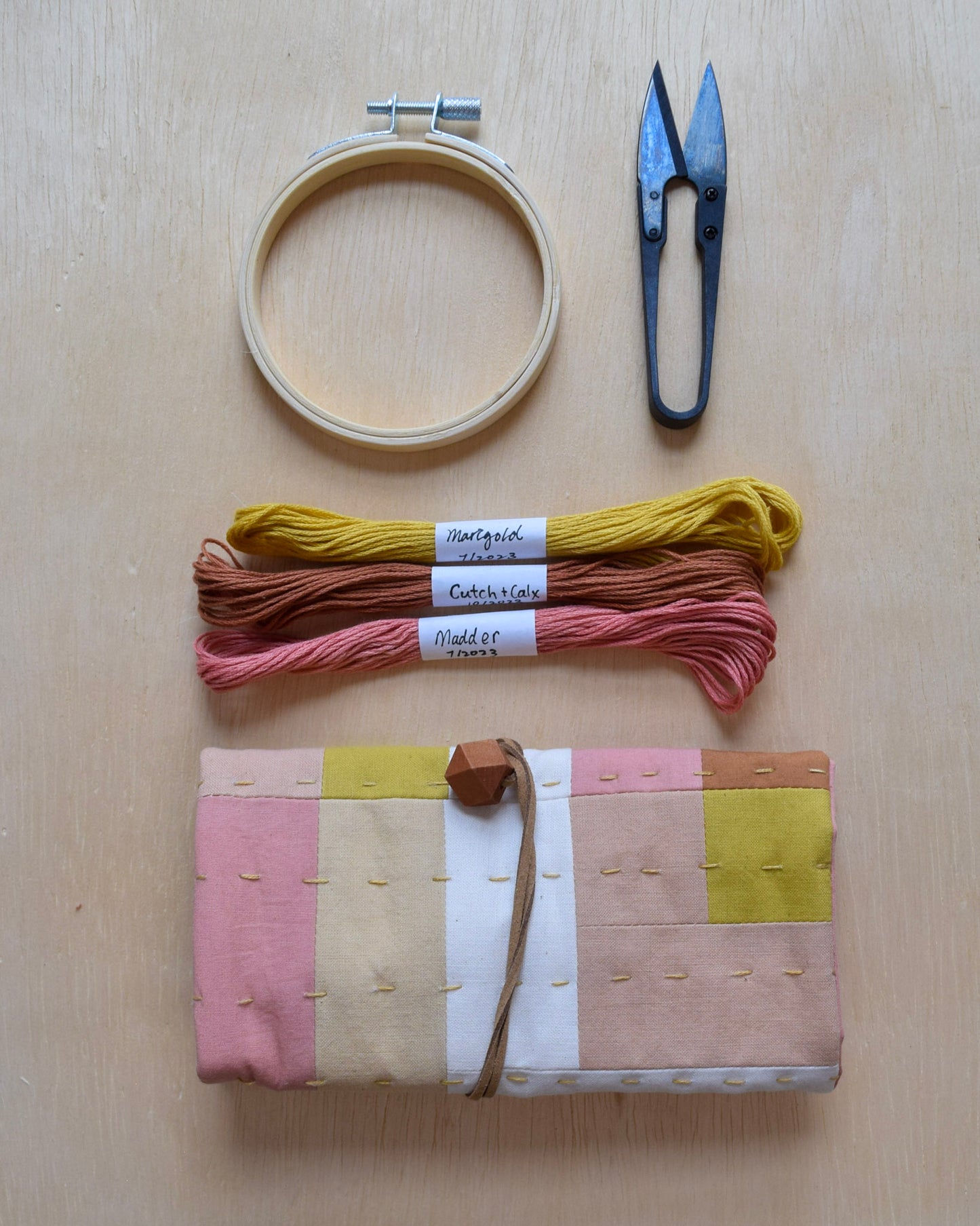 Natural dyed, Patchwork Sewing Pouch - I