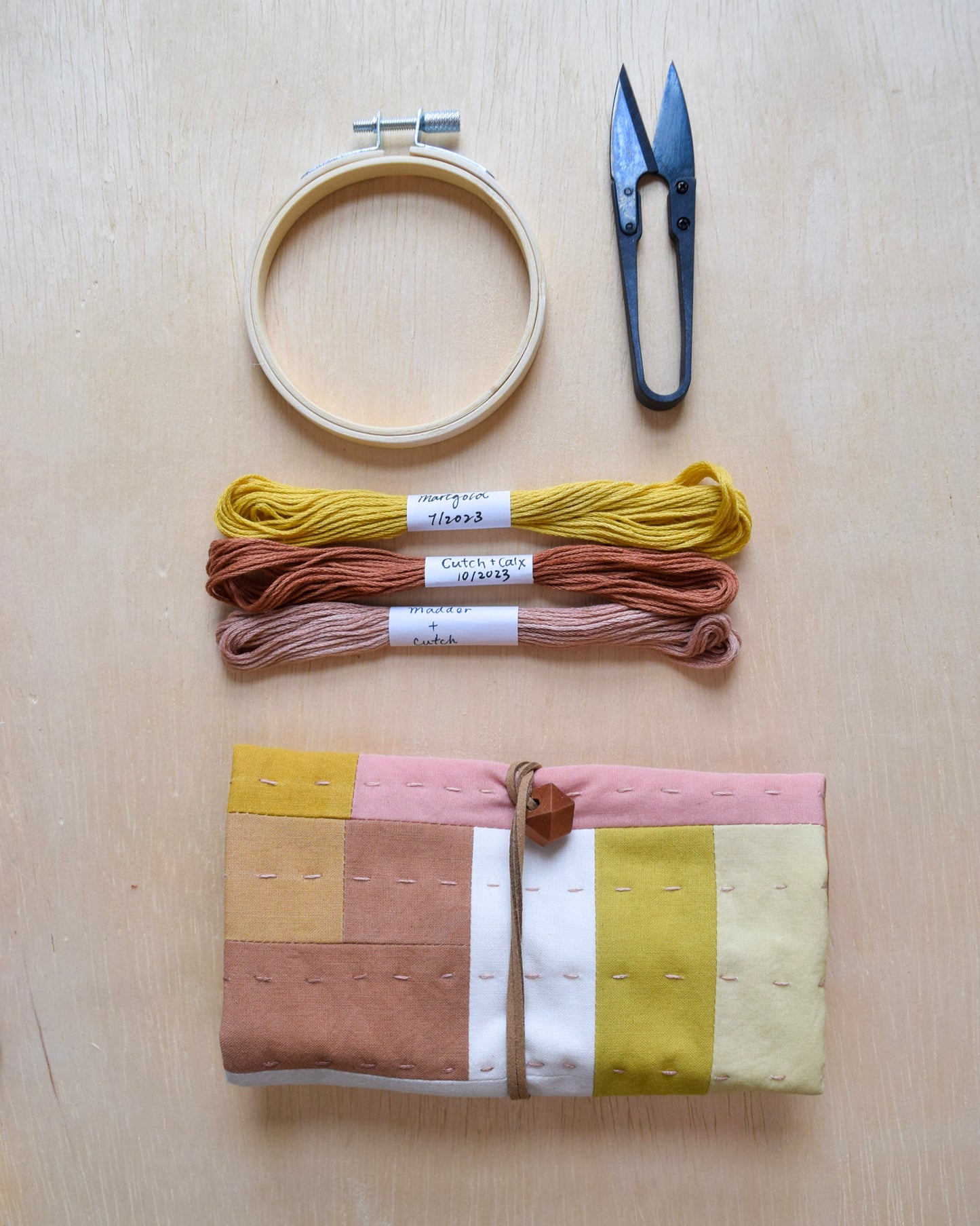 Natural dyed, Patchwork Sewing Pouch - V
