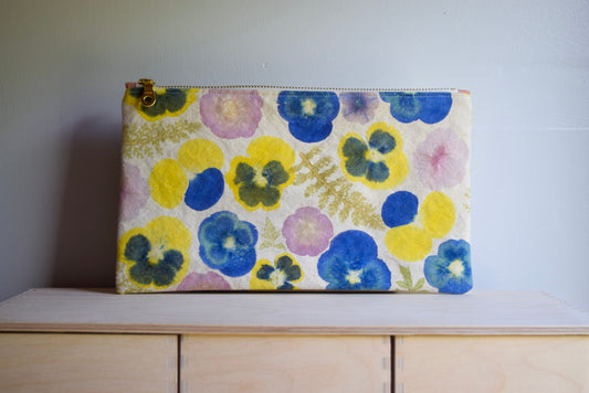 Spring Blossom VI | Eco-printed Canvas Zipper Bag, Large