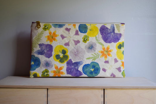 Spring Blossom VIII | Eco-printed Canvas Zipper Bag, Large
