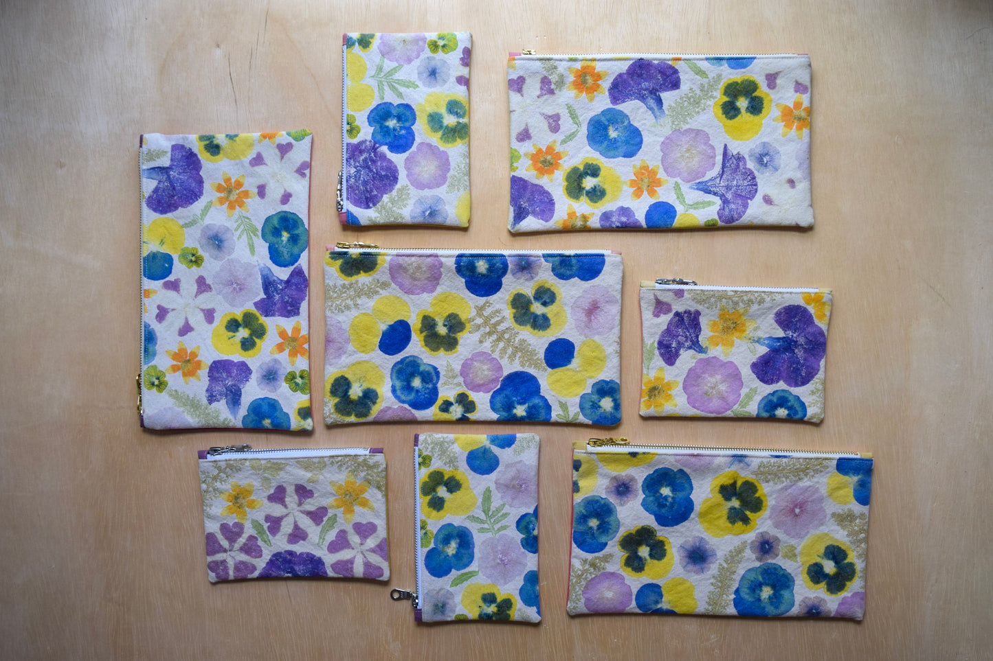 Spring Blossom VI | Eco-printed Canvas Zipper Bag, Large