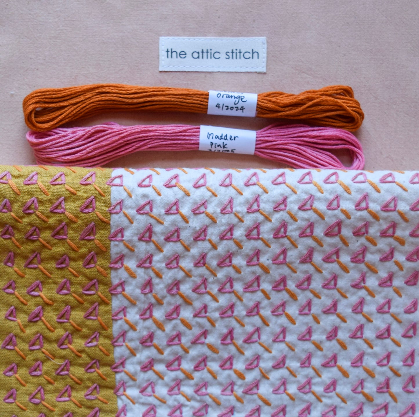 Sashiko Zipper Pouch | Marigold Yellow