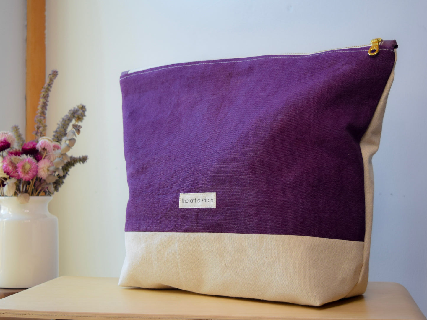 Motif TEN | Botanical-dyed patchwork pouch bag | Large