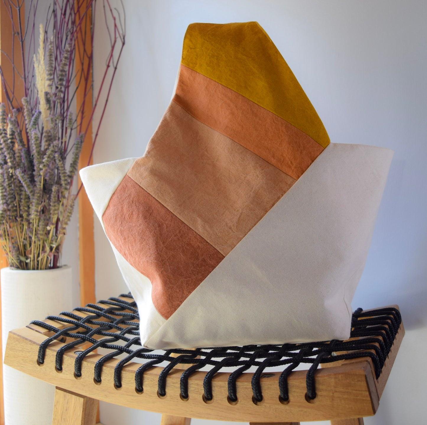 Botanical-dyed Azuma bag large - sunrise