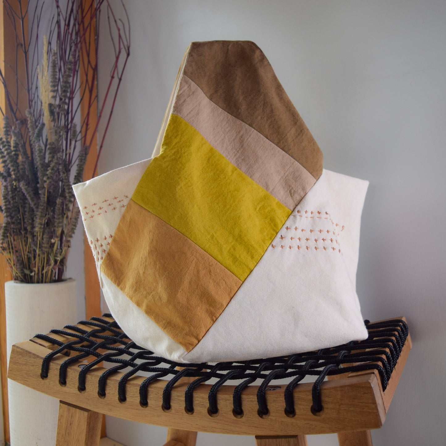 Botanical-dyed Azuma bag large - marigold yellow