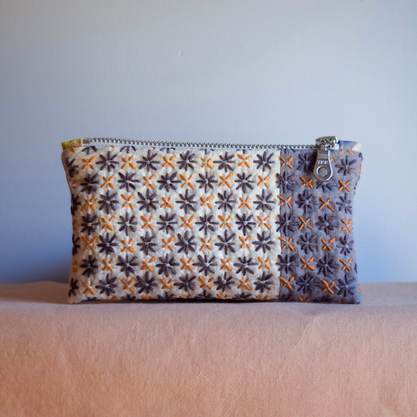 Sashiko Zipper Pouch | Logwood Purple