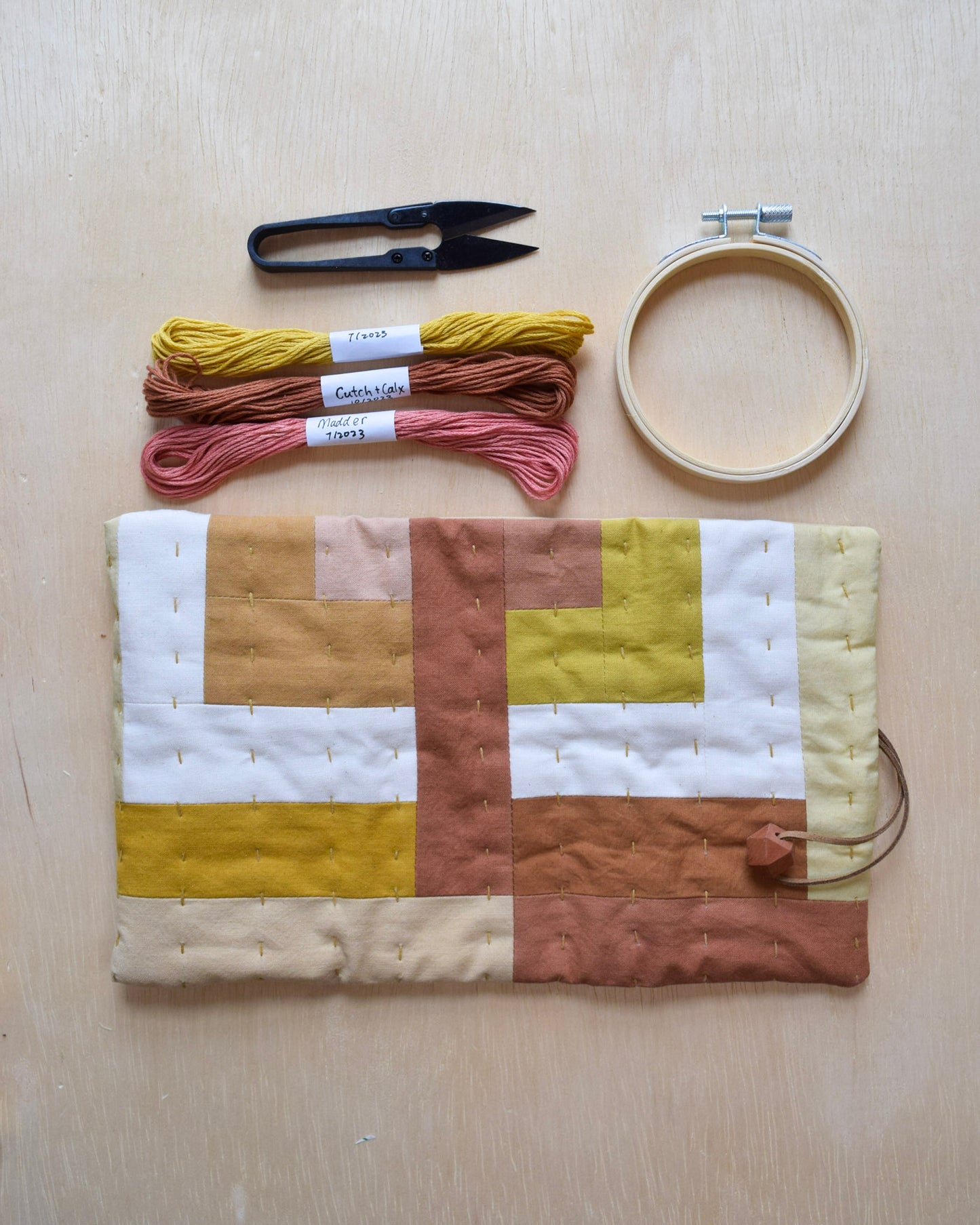 Natural dyed, Patchwork Sewing Pouch - IV