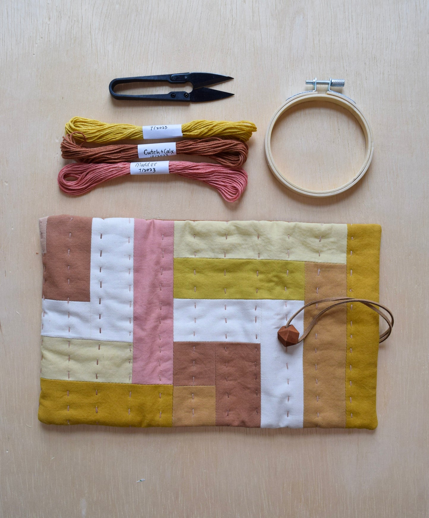 Natural dyed, Patchwork Sewing Pouch - V