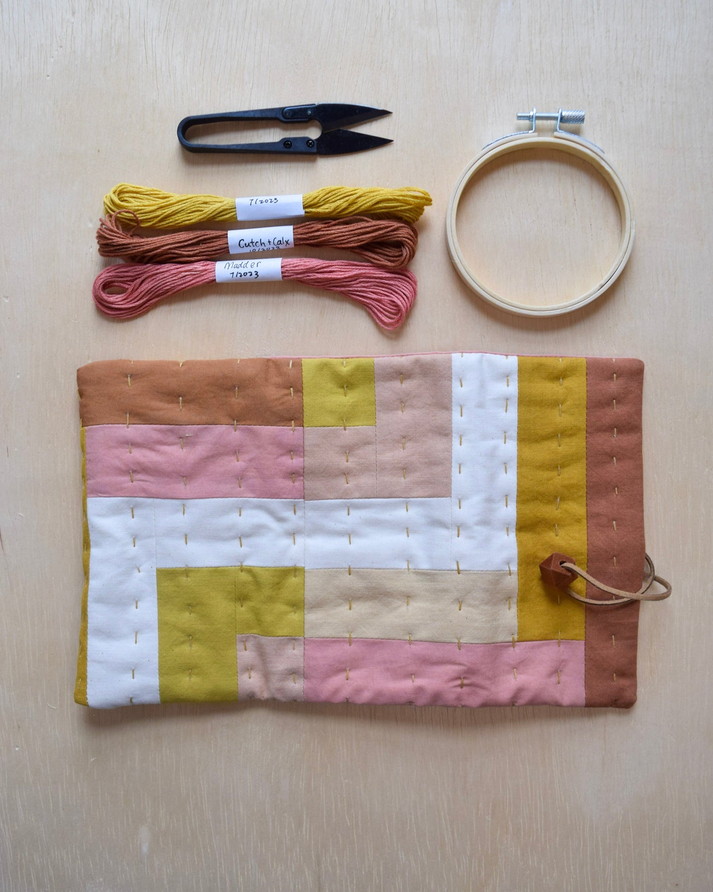 Natural dyed, Patchwork Sewing Pouch - I