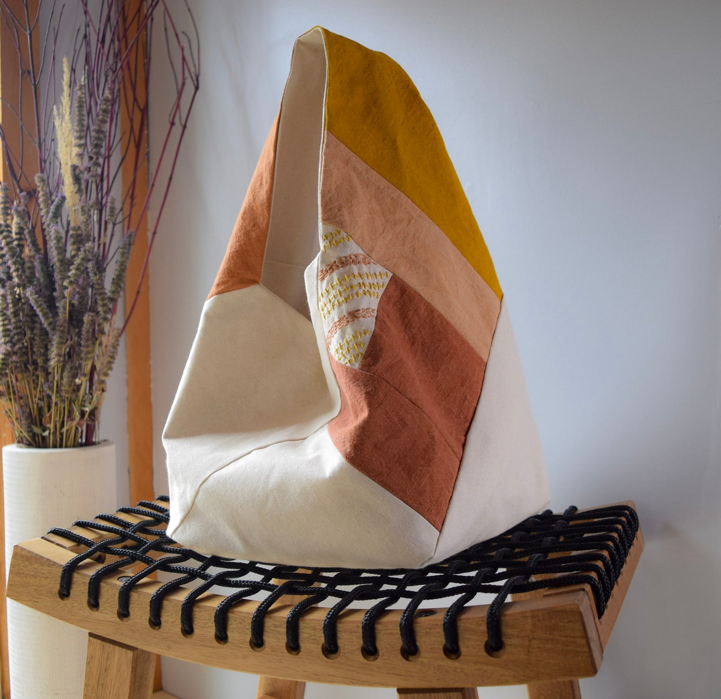 Botanical-dyed Azuma bag large - sunset