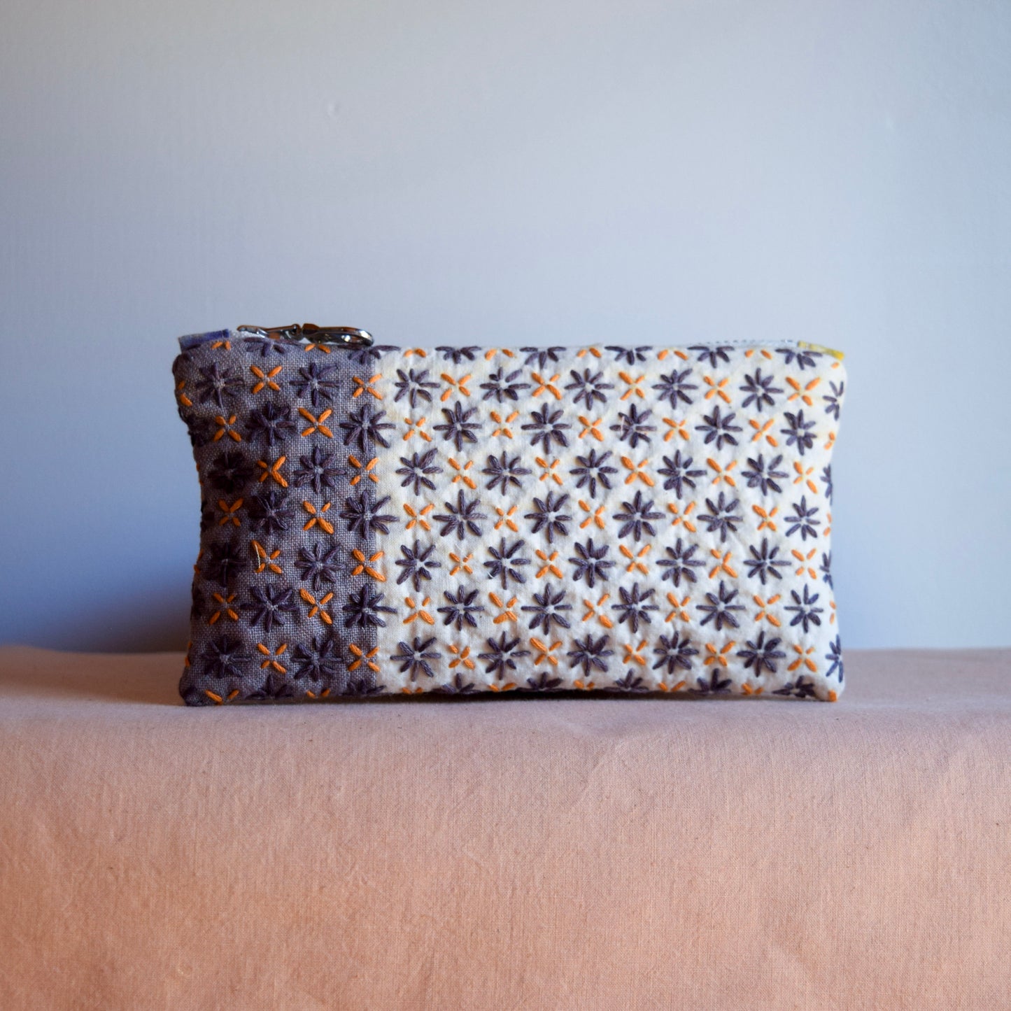 Sashiko Zipper Pouch | Logwood Purple