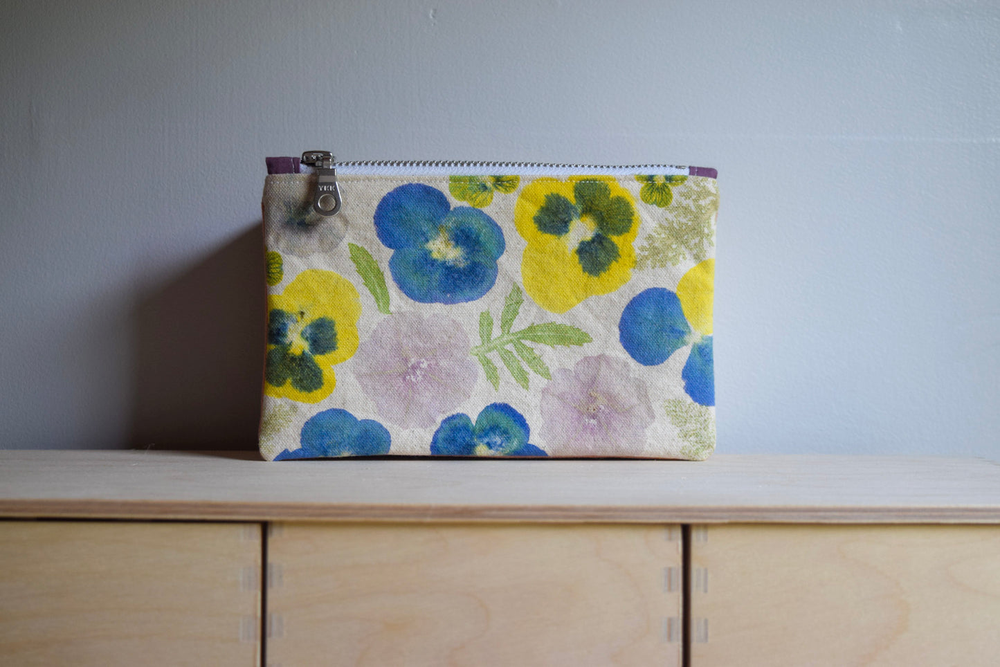 Spring Blossom II | Eco-printed Canvas Zipper Bag, Small