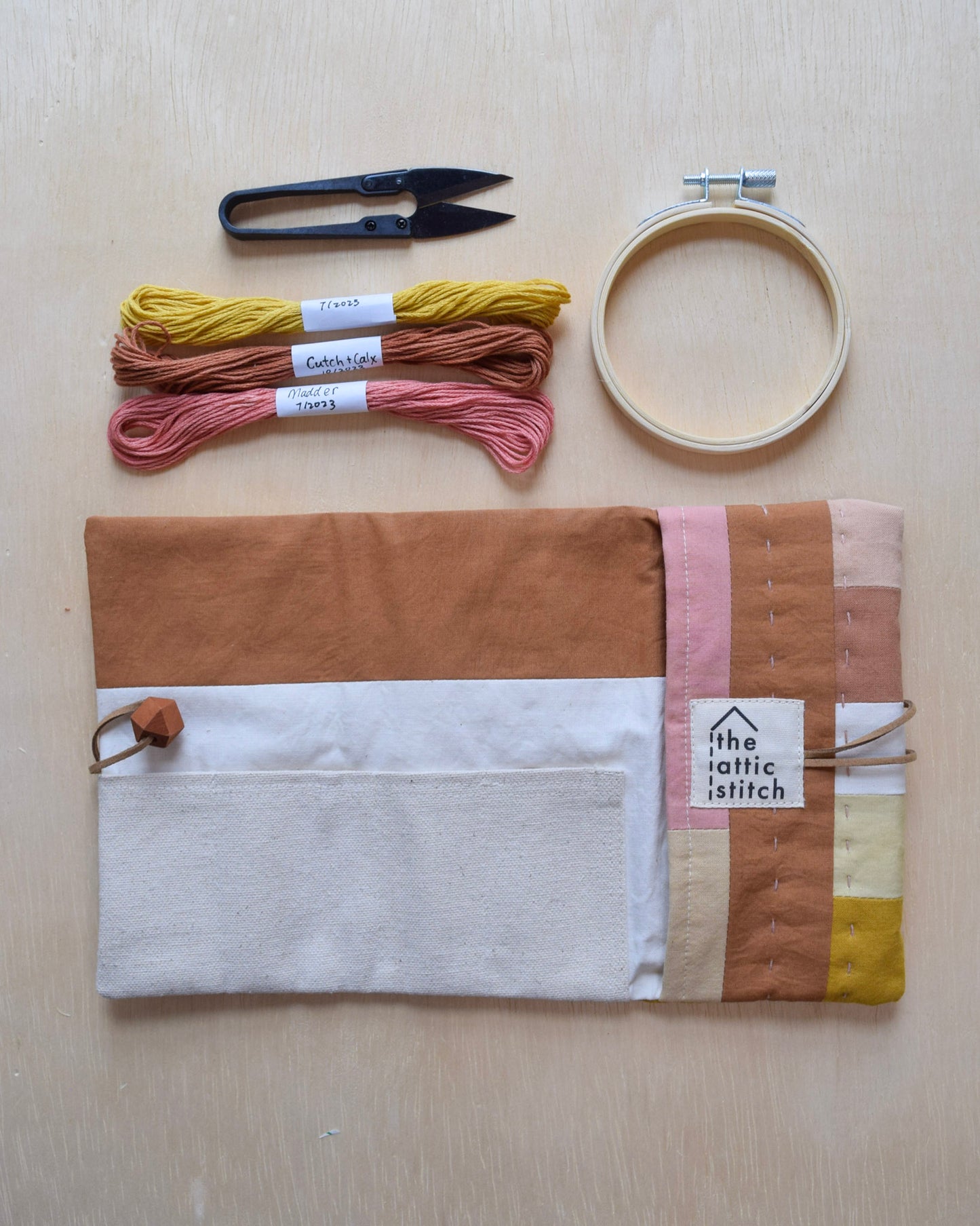 Natural dyed, Patchwork Sewing Pouch - V