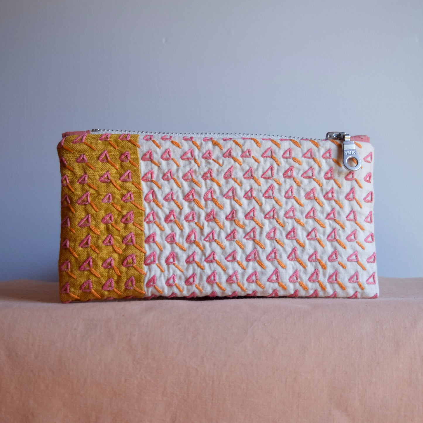 Sashiko Zipper Pouch | Marigold Yellow
