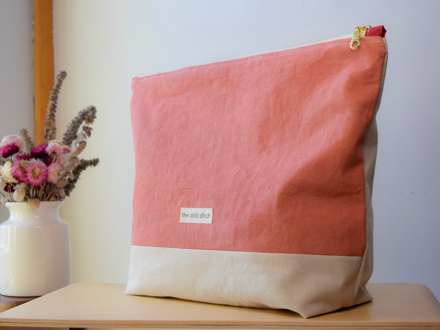 Motif FIVE | Botanical-dyed patchwork pouch bag | Large