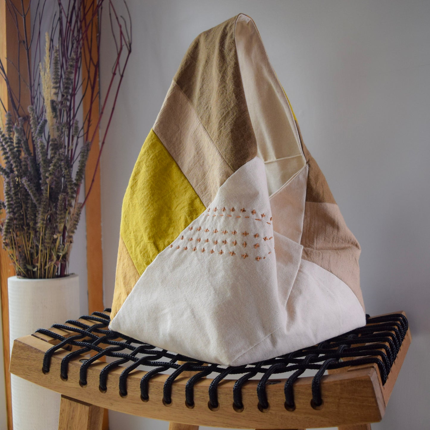 Botanical-dyed Azuma bag large - marigold yellow