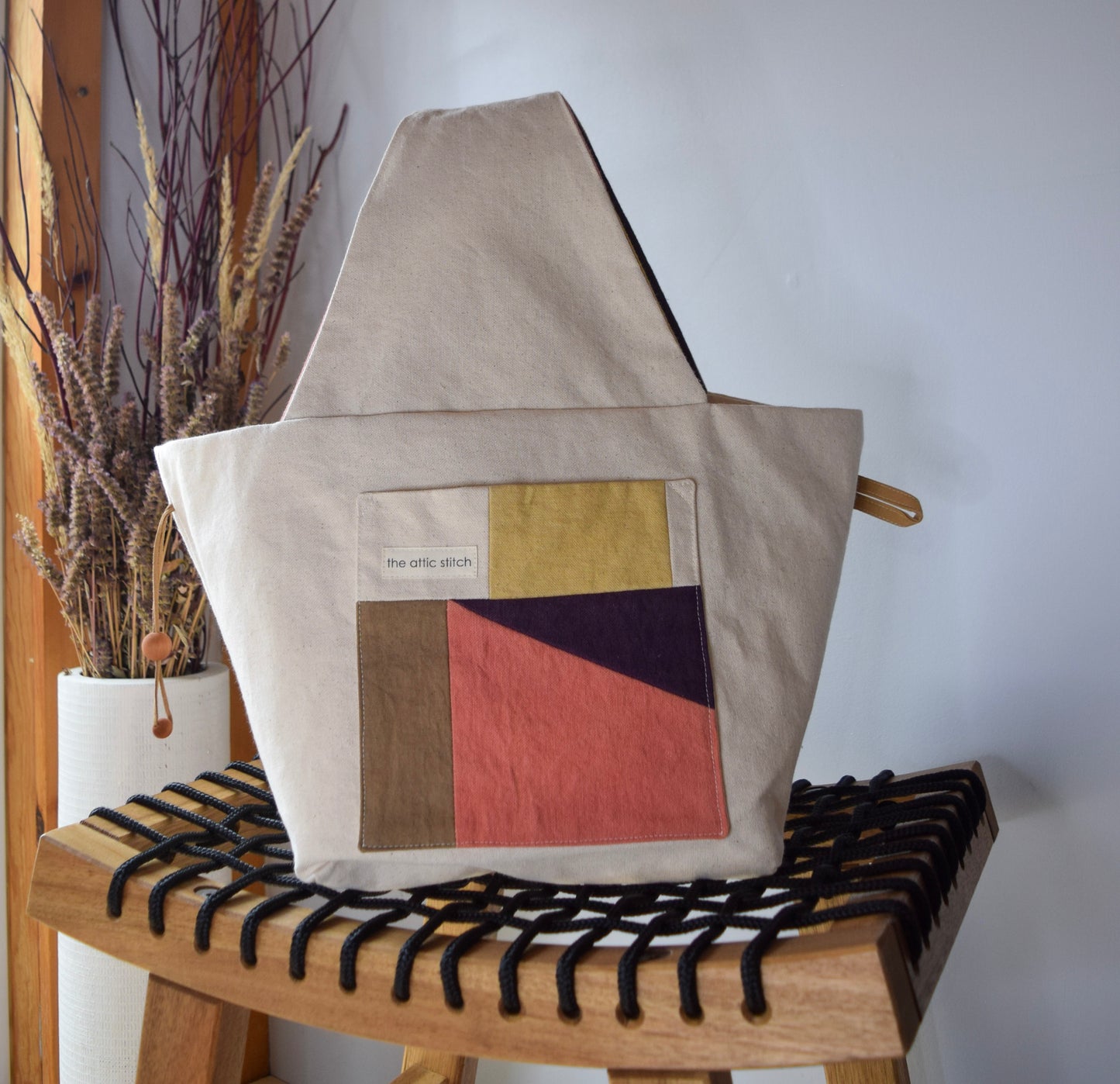 Botanical-dyed Azuma bag large - Winter Dawn