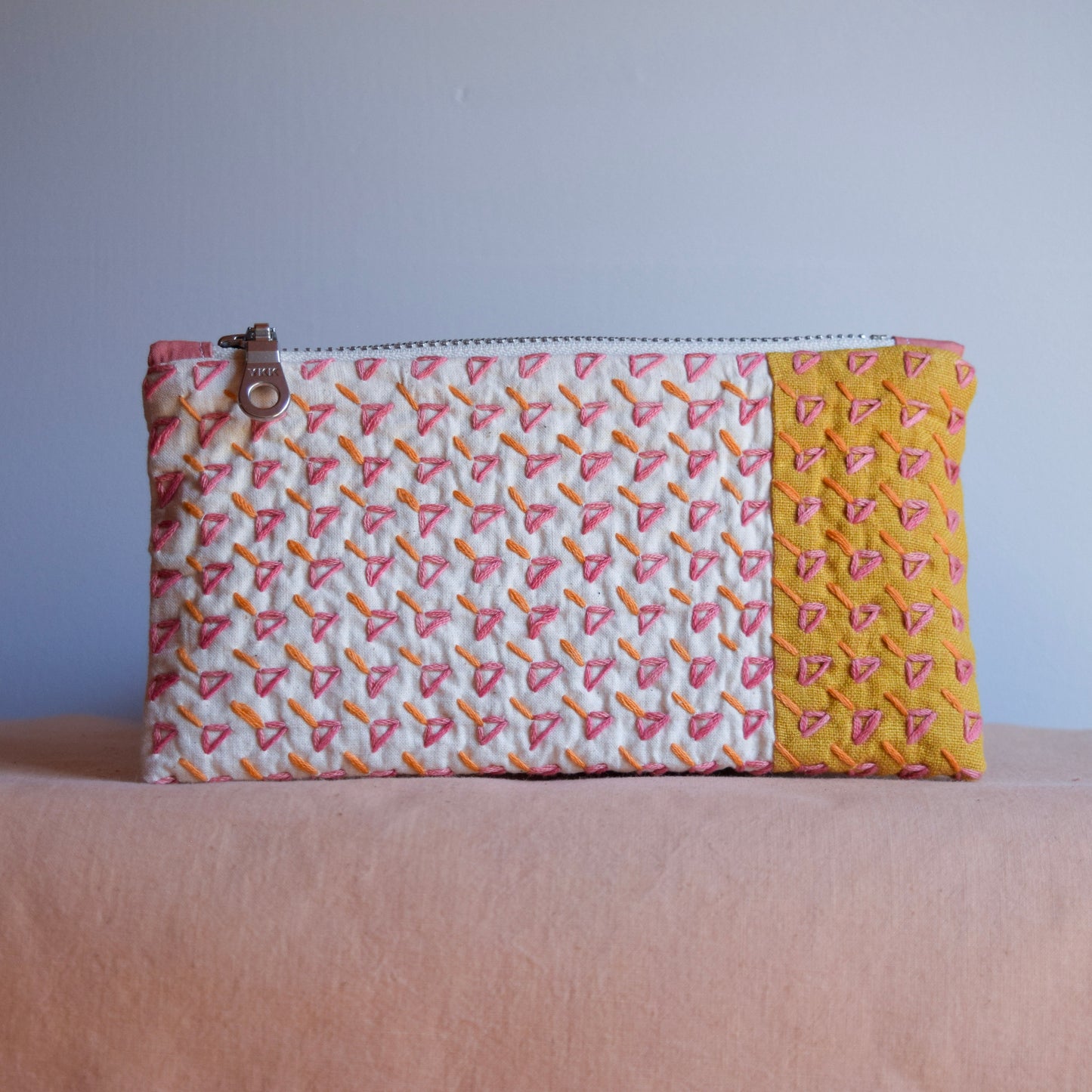 Sashiko Zipper Pouch | Marigold Yellow