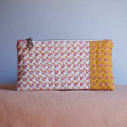 Sashiko Zipper Pouch | Marigold Yellow