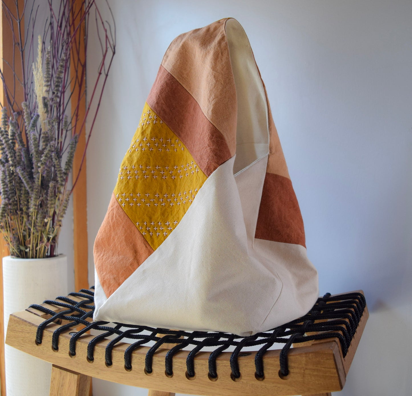 Botanical-dyed Azuma bag large - sunrise