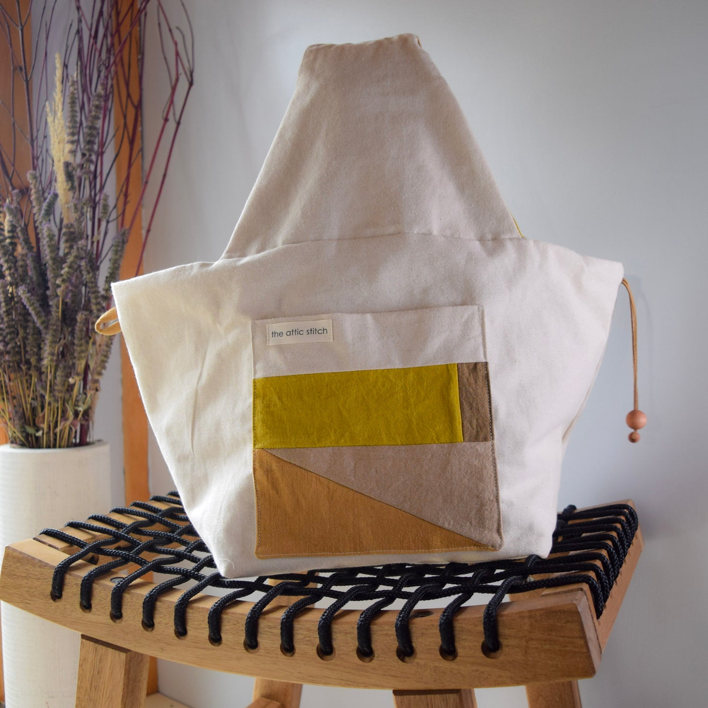 Botanical-dyed Azuma bag large - marigold yellow