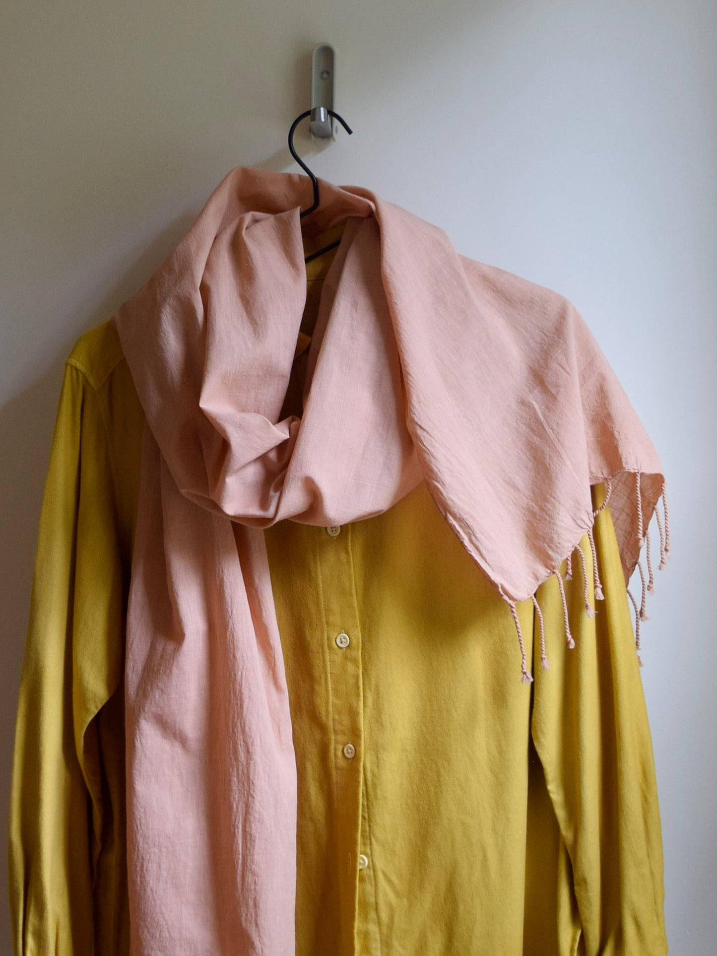 Natural Dyed Organic Cotton Long Scarf - Dawn Pink