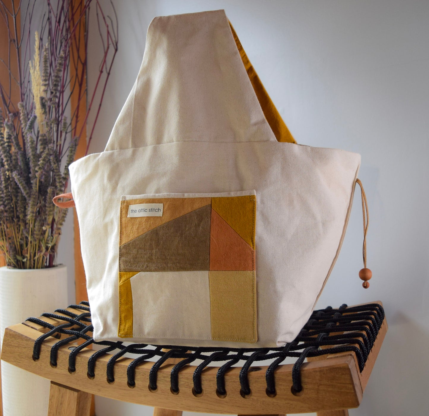 Botanical-dyed Azuma bag large - sunset