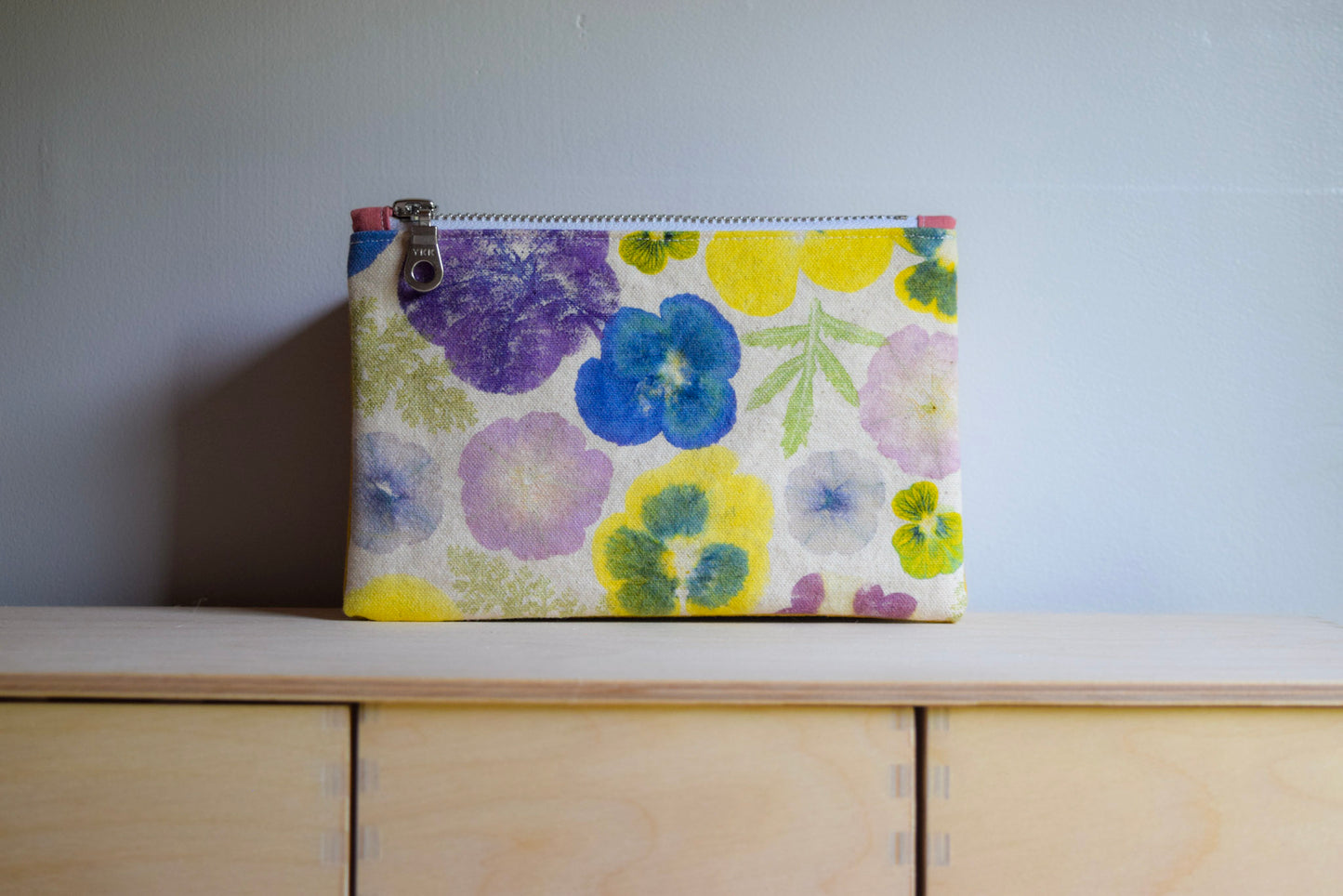 Spring Blossom IV | Eco-printed Canvas Zipper Bag, Small