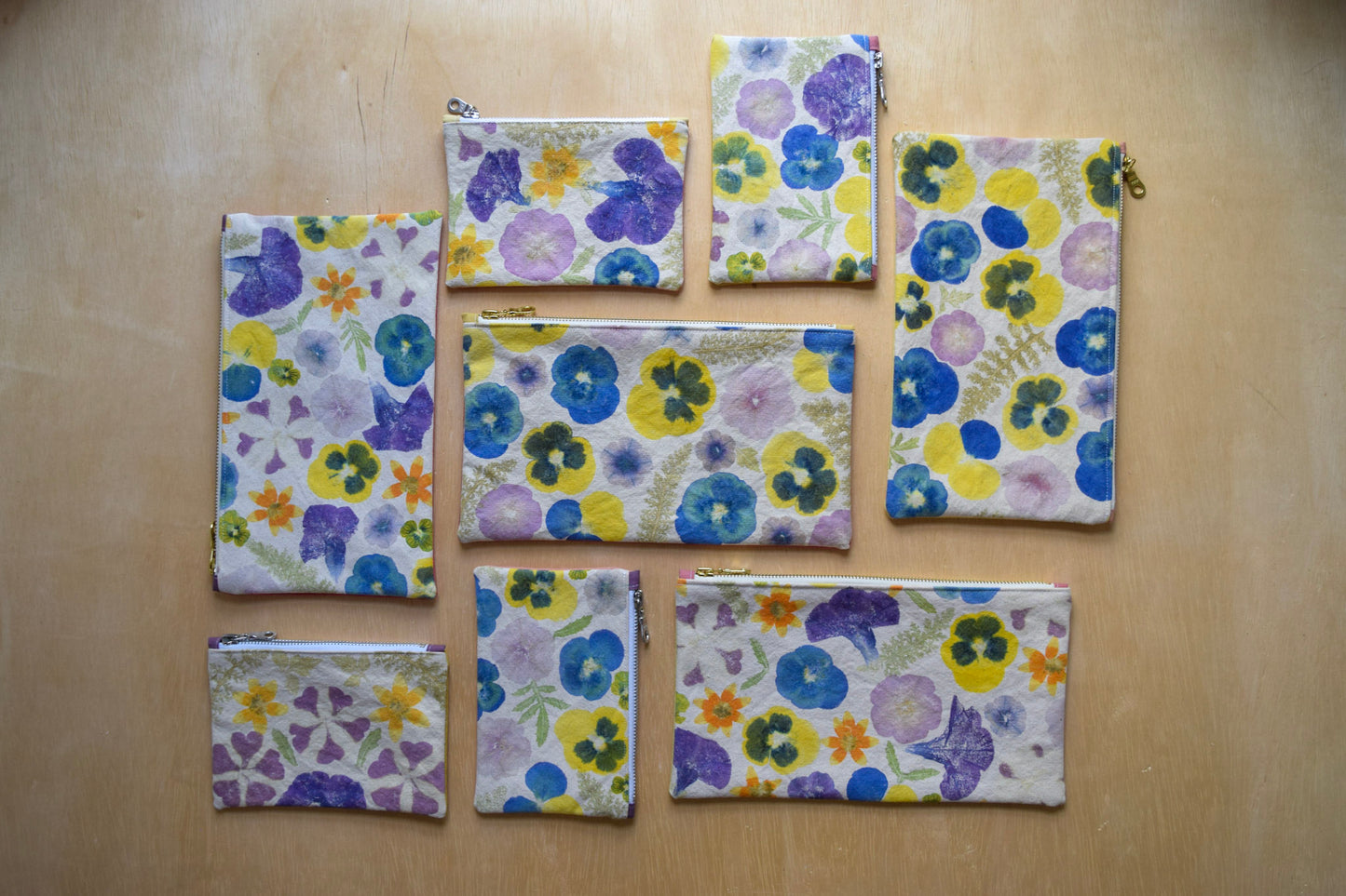 Spring Blossom IV | Eco-printed Canvas Zipper Bag, Small