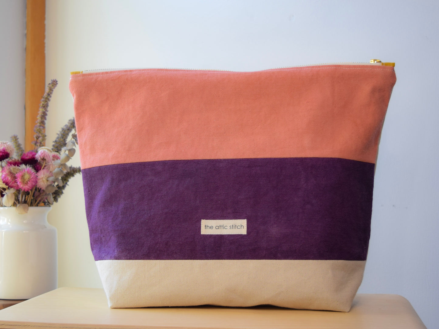 Motif SIX | Botanical-dyed patchwork pouch bag | Large