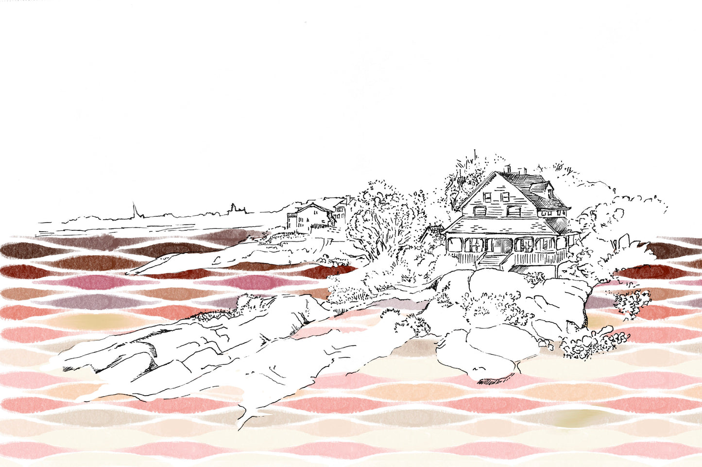 North Shore Art Print, Ink & Natural Pigment Watercolor